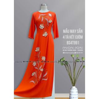 Áo Dài Bà Sui 2 Lớp 4 Tà Kết Cườm Pha Lê BS4T991